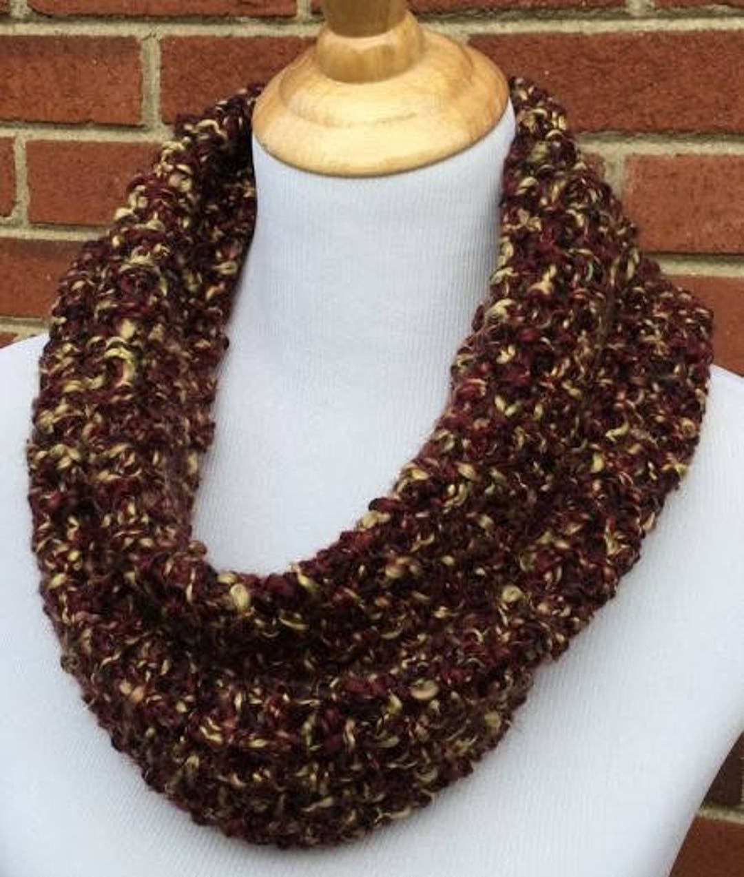CROCHET INFINITY SCARF Homespun Yarn Handmade Scarf Chunky Warm and ...