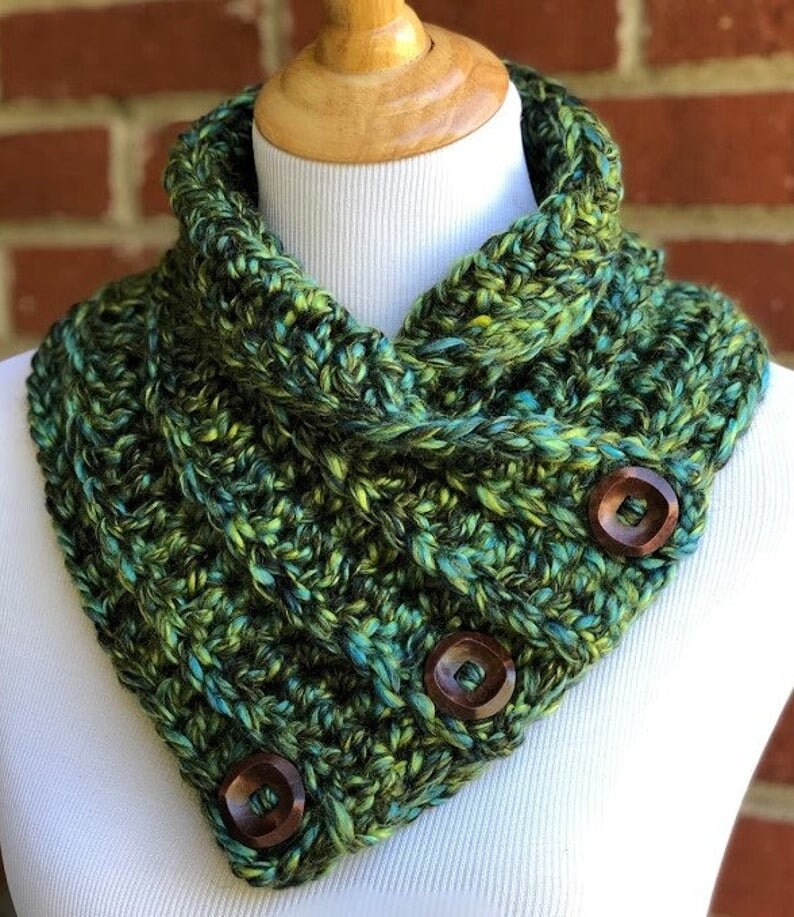 CROCHET PDF PATTERN Combo Chunky Cowl Easy Pattern Button Cowl Crochet ...