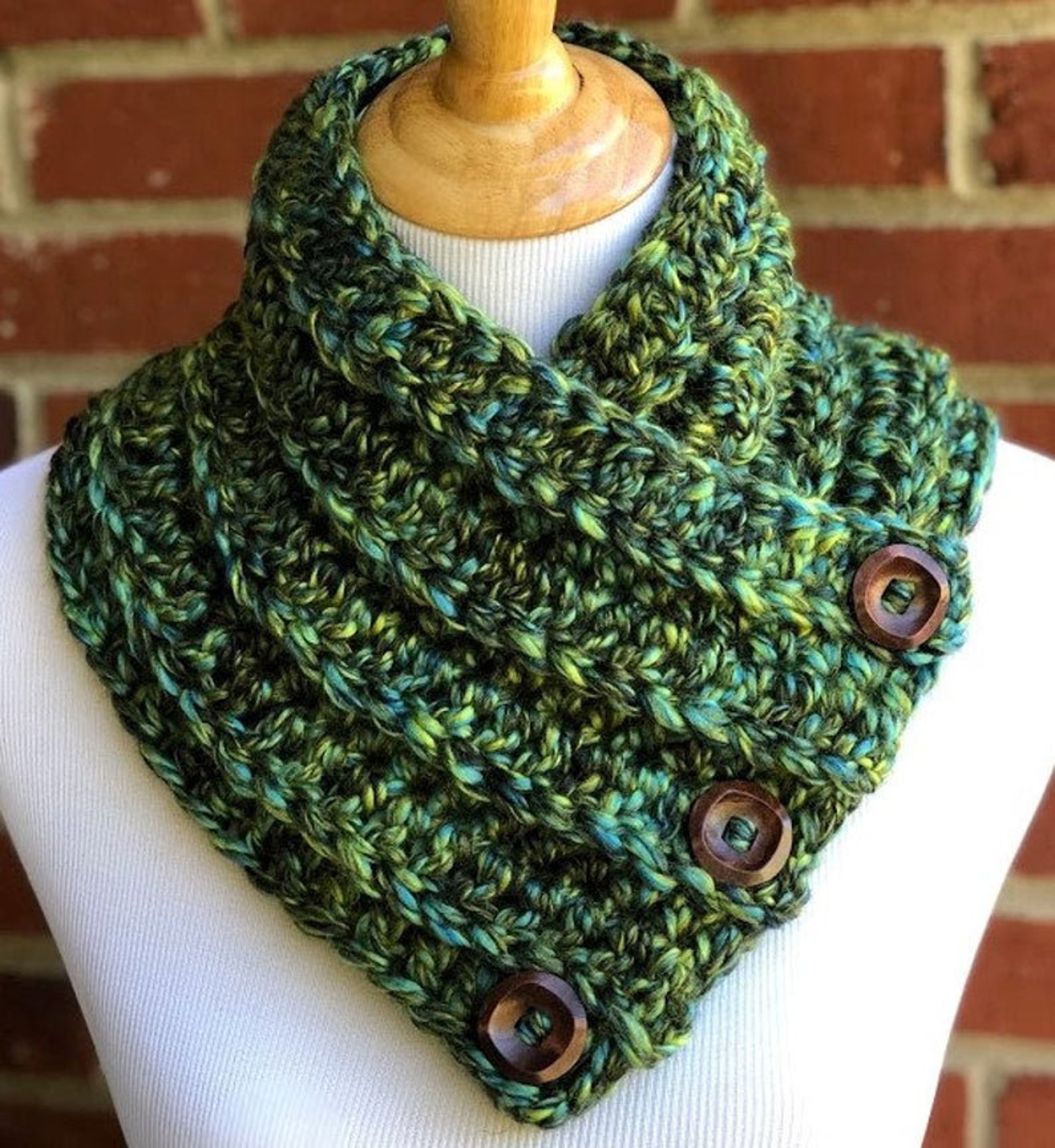 CROCHET PDF PATTERN Combo Chunky Cowl Easy Pattern Button Cowl Crochet ...