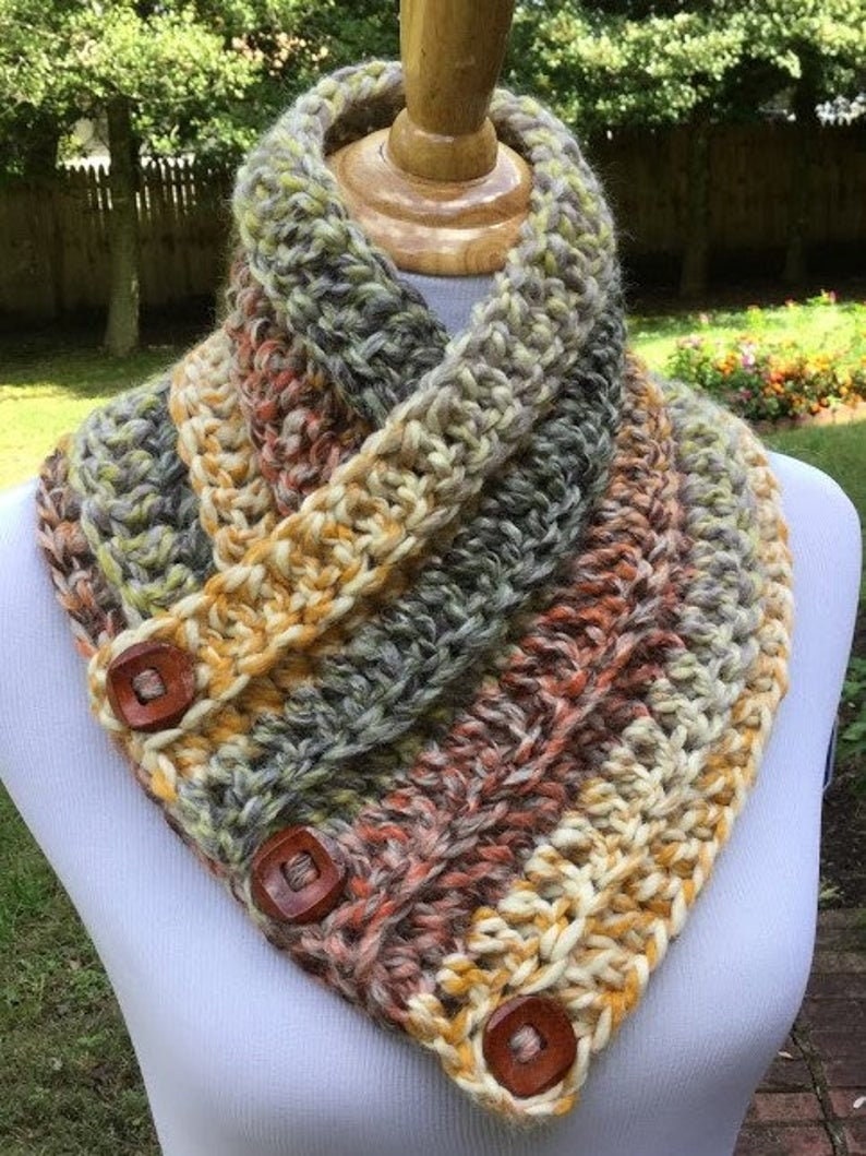 CROCHET PDF PATTERN Combo Chunky Cowl Easy Pattern Button Cowl Crochet ...