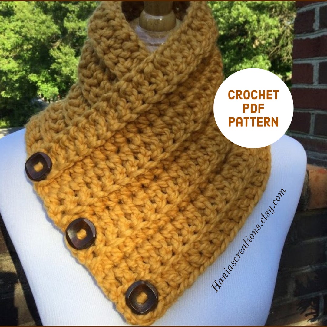 CROCHET PDF PATTERN Chunky Button Cowl Crochet Pattern Instant Download ...