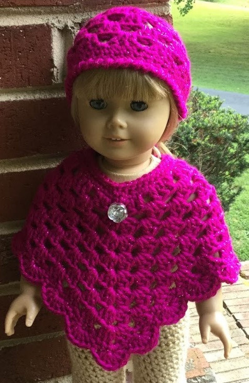 Doll Poncho PATTERN Crochet PDF Instant Download 18 Doll Etsy