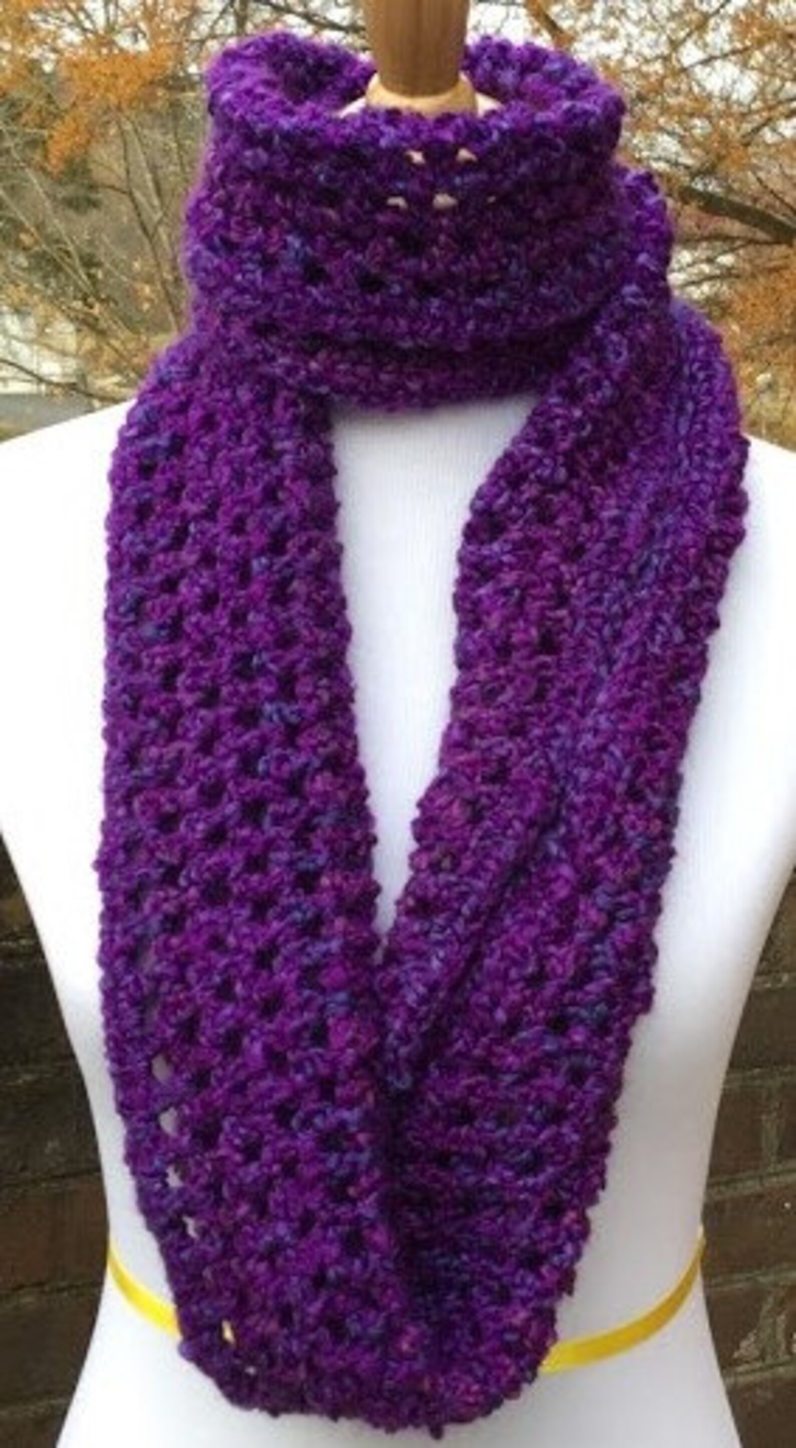 PURPLE INFINITY SCARF Crochet Chunky Scarf Homespun Yarn Handmade Neck ...