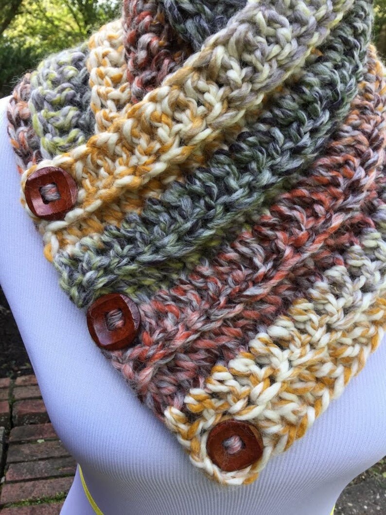 CROCHET PDF PATTERN Combo Chunky Cowl Easy Pattern Button Cowl Crochet ...
