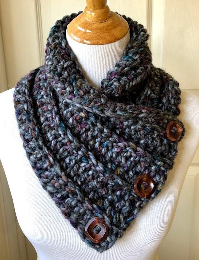 CROCHET PDF PATTERN Combo Chunky Cowl Easy Pattern Button Cowl Crochet ...