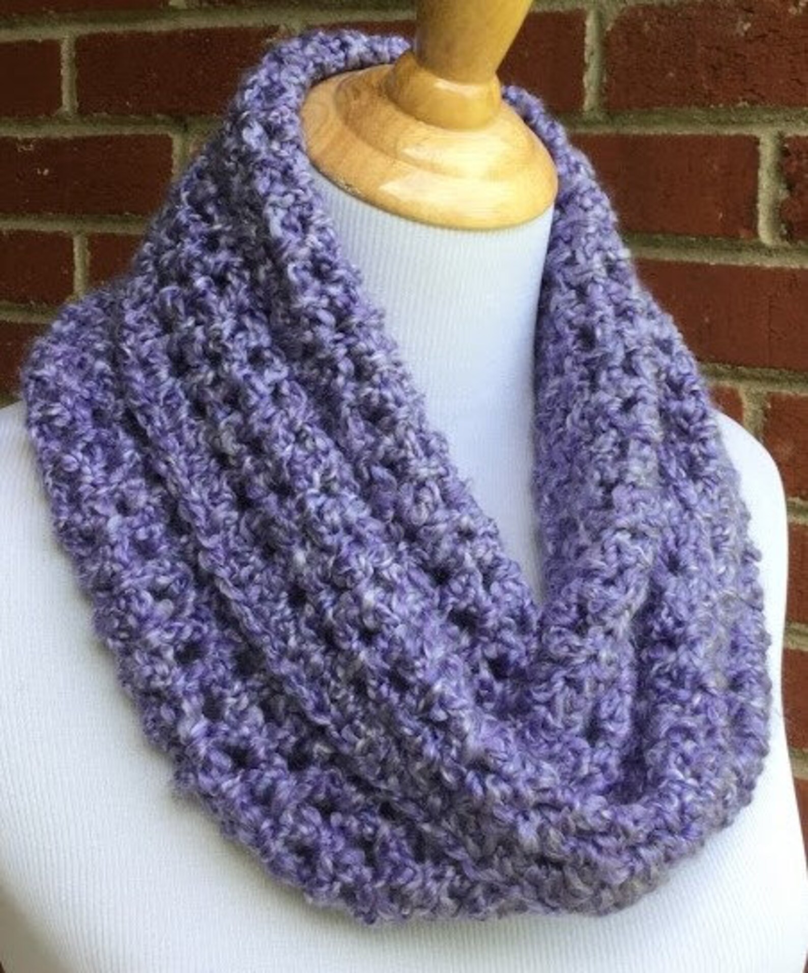 PURPLE INFINITY SCARF Crochet Chunky Scarf Homespun Yarn Handmade Neck ...