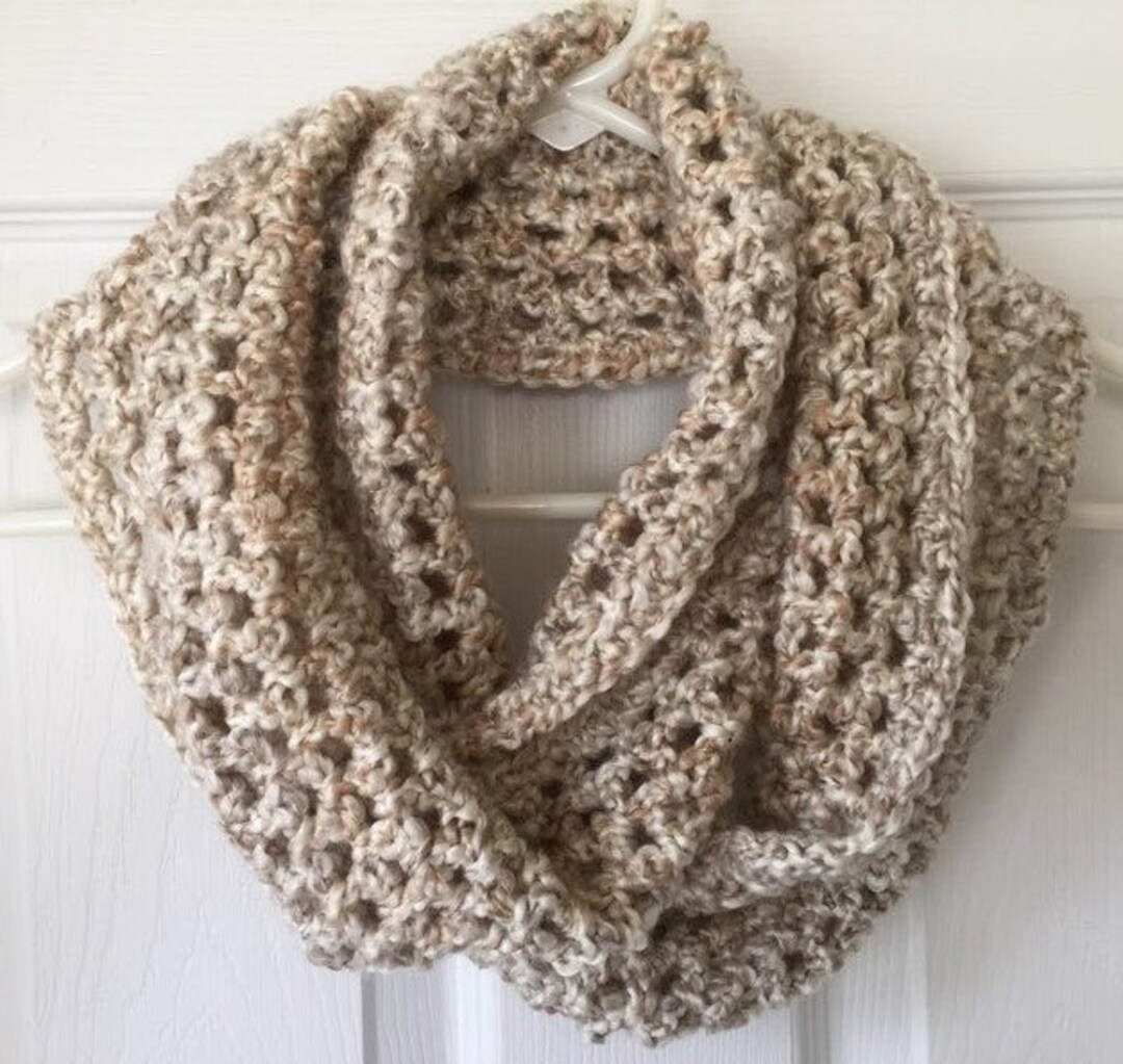 CROCHET INFINITY SCARF Homespun Yarn Handmade Scarf Chunky Soft and ...