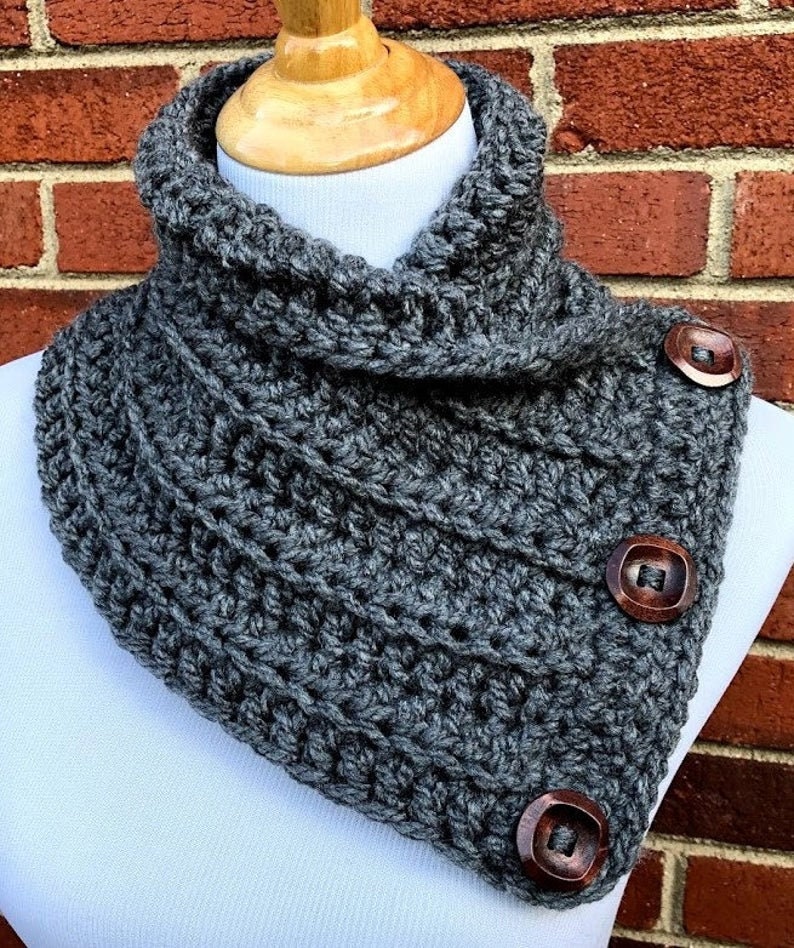 CROCHET PDF PATTERN Combo Chunky Cowl Easy Pattern Button Cowl Crochet ...