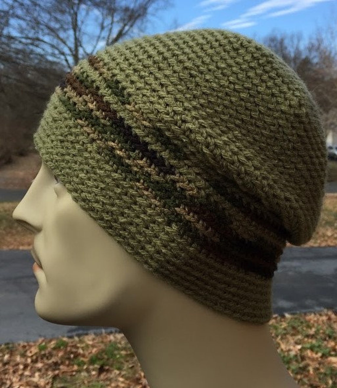 CROCHET MEN'S BEANIE Skull Cap Handmade Beanie Slightly Etsy