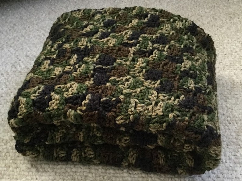 Stroller blanket Travel blanket Crochet camouflage baby boy blanket Handmade camo baby afghan Gift for baby Corner to corner design