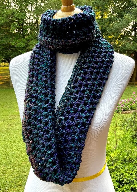 CROCHET INFINITY SCARF Chunky Scarf Homespun Yarn Handmade Neck Warmer ...