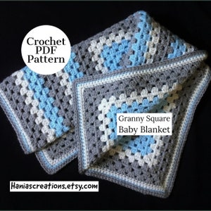 Baby Blanket PATTERN Crochet Granny Square Baby Blanket Pattern Instant PDF Download Easy Printable Pattern Medium Weight Blanket Pattern