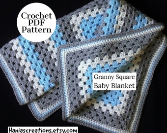 Baby Blanket PATTERN Crochet Granny Square Baby Blanket Pattern Instant PDF Download Easy Printable Pattern Medium Weight Blanket Pattern