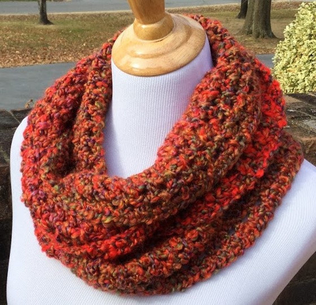 CROCHET INFINITY SCARF Homespun Yarn Handmade Scarf Chunky Soft and ...
