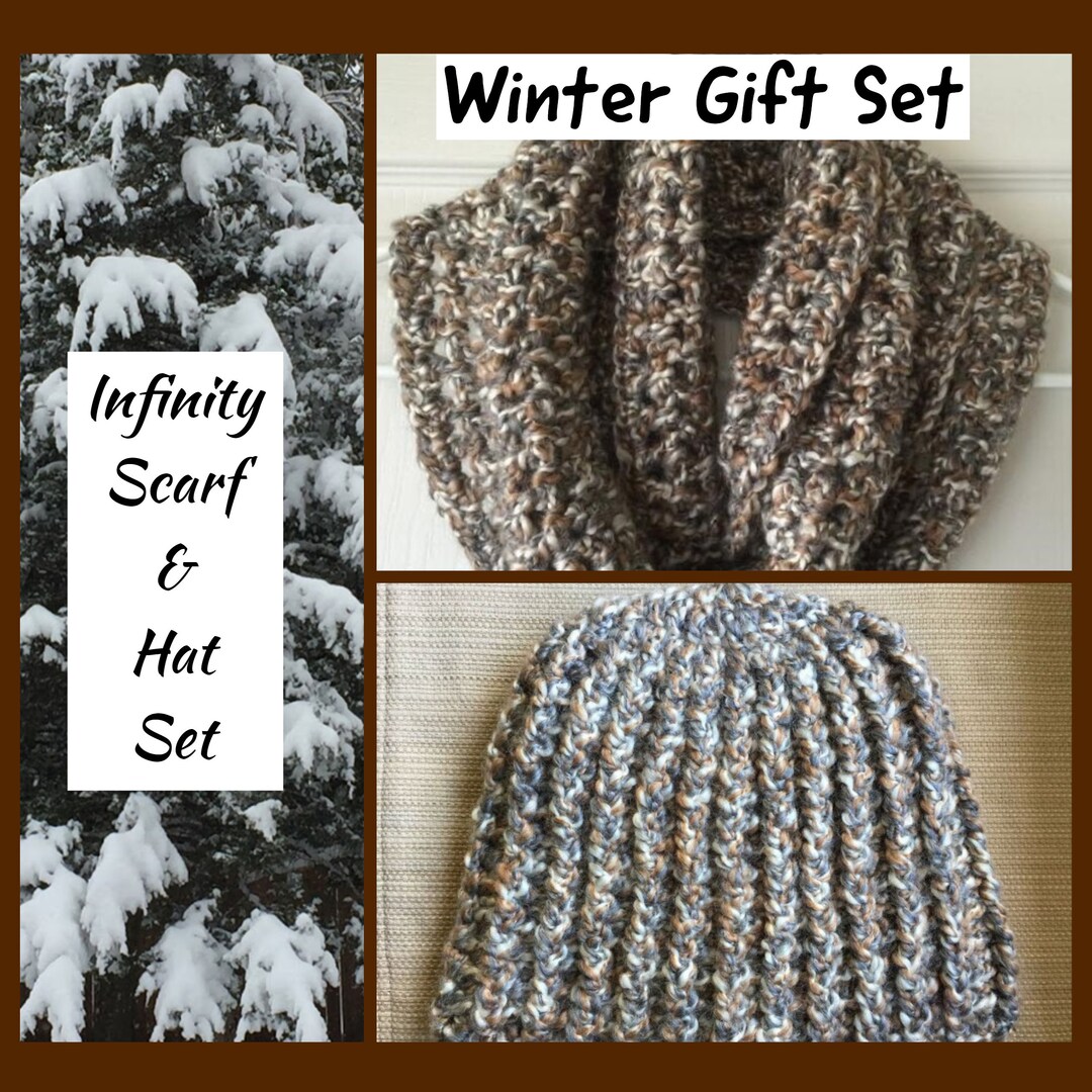 CROCHET INFINITY SCARF Bulky Hat Homespun Yarn Handmade Scarf and Hat ...