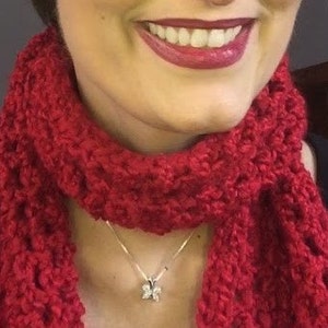 RED INFINITY SCARF Crochet Chunky Scarf Homespun Yarn Handmade Neck ...