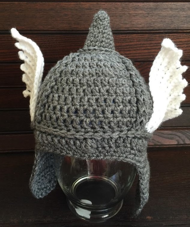 CROCHET THOR HAT Gray Thor Helmet Super Hero Hat Halloween