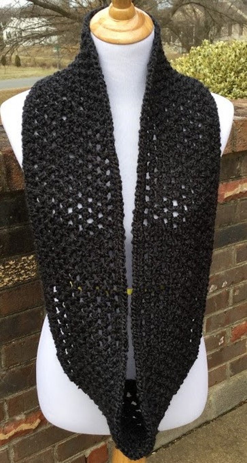 BLACK INFINITY SCARF Crochet Chunky Scarf Homespun Yarn Handmade Neck ...