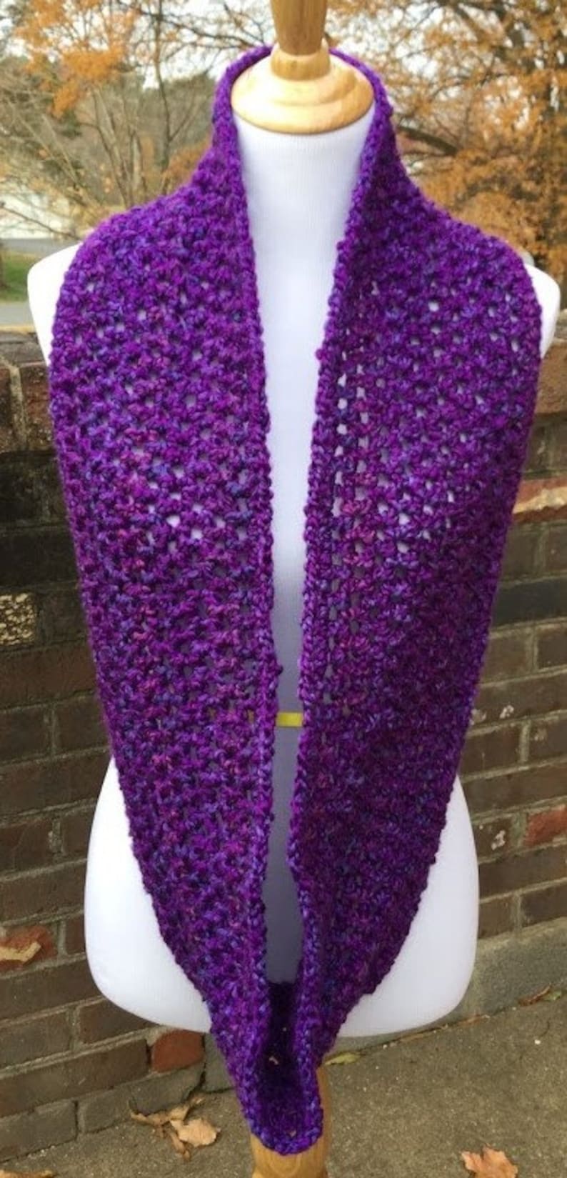 PURPLE INFINITY SCARF Crochet Chunky Scarf Homespun Yarn Handmade Neck ...