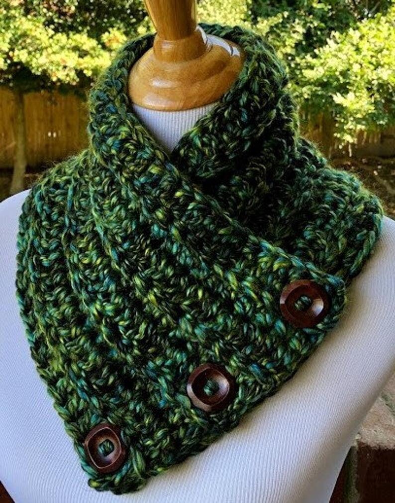 CROCHET PDF PATTERN Combo Chunky Cowl Easy Pattern Button Cowl Crochet ...
