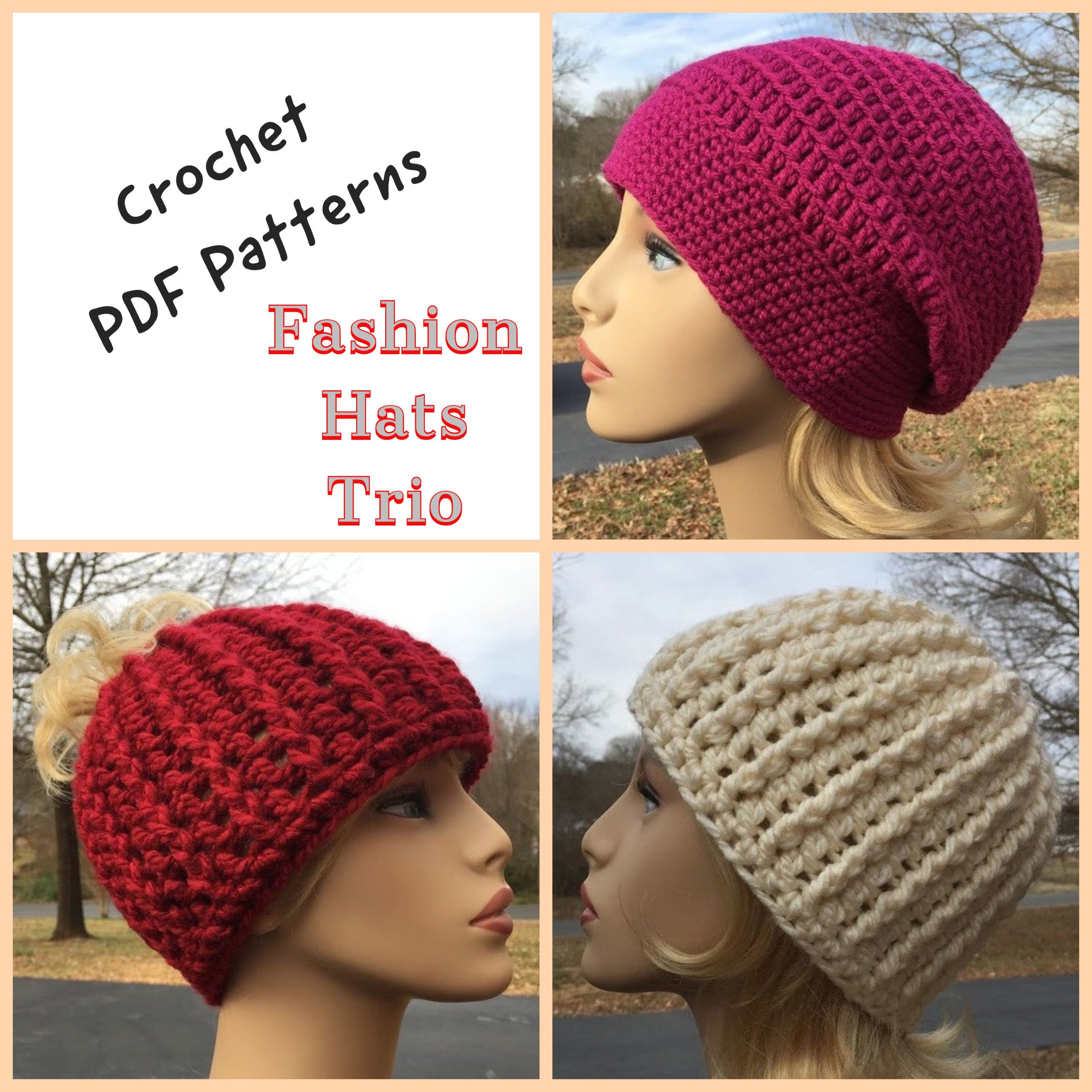 CROCHET PDF PATTERNS Instant Download Crochet Slouch Hat | Etsy