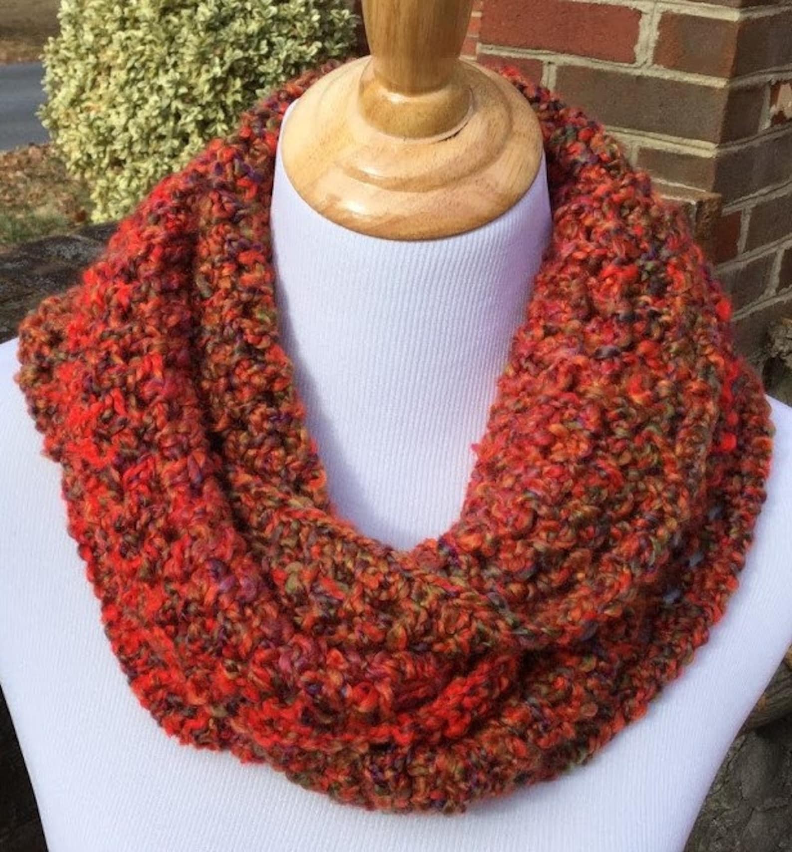 CROCHET INFINITY SCARF Homespun Yarn Handmade Scarf Chunky Soft and ...
