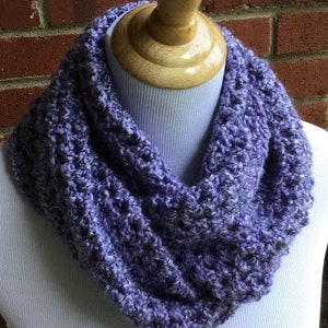 PURPLE INFINITY SCARF Crochet Chunky Scarf Homespun Yarn Handmade Neck ...