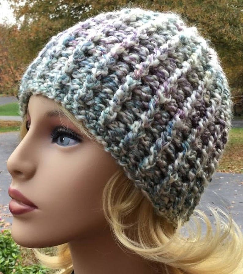 CROCHET BULKY HAT Handmade Crochet Hat Homespun Yarn Teen Etsy