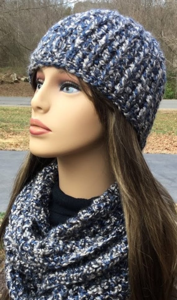 Crochet Infinity Scarf and Hat Gift Combo Handmade Scarf and