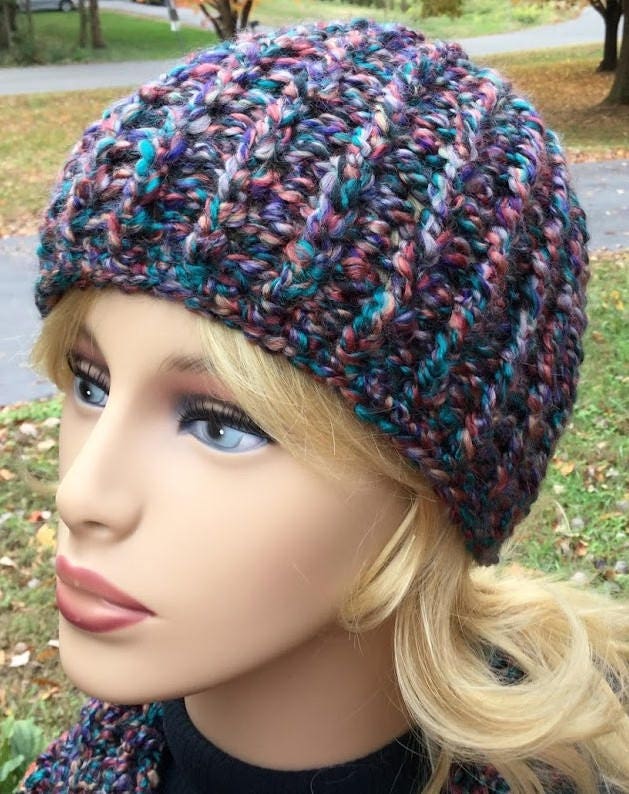 CROCHET INFINITY SCARF Bulky Hat Homespun Yarn Handmade Scarf and Hat ...