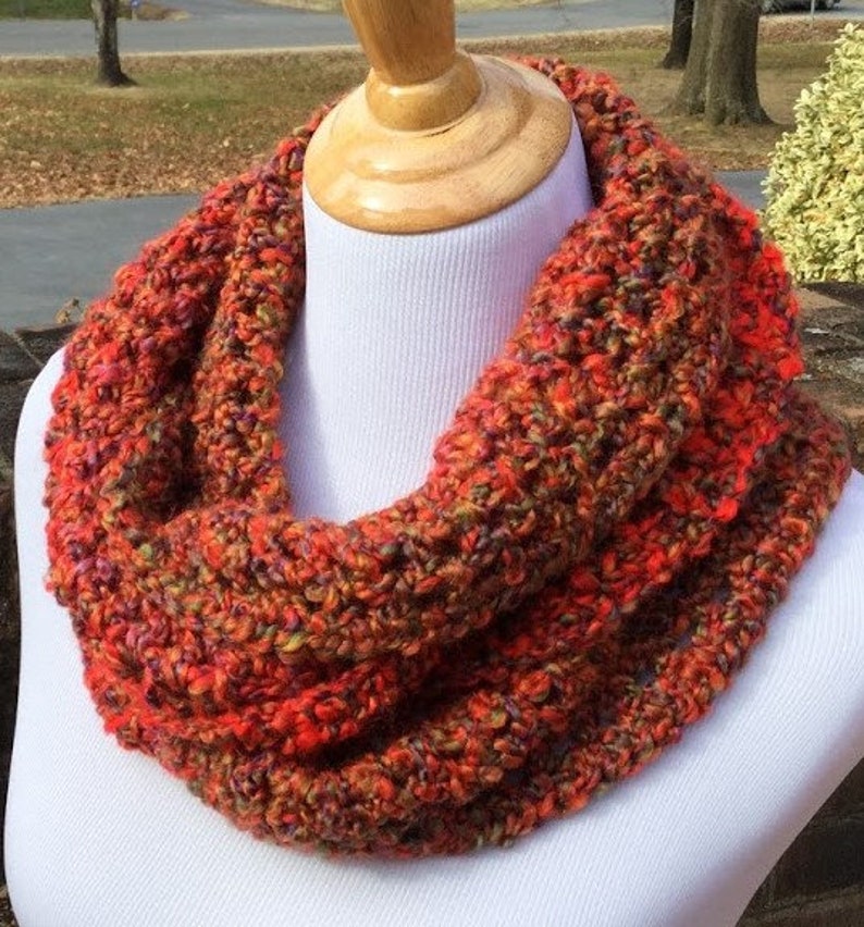 CROCHET INFINITY SCARF Homespun Yarn Handmade Scarf Chunky Soft and ...