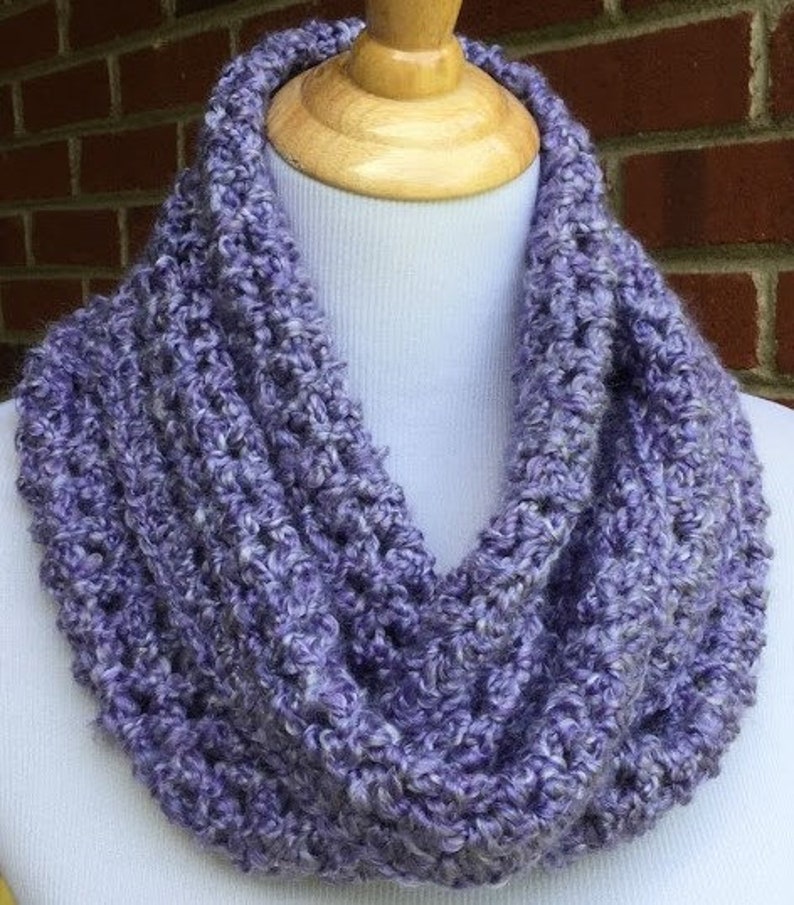 PURPLE INFINITY SCARF Crochet Chunky Scarf Homespun Yarn Handmade Neck ...