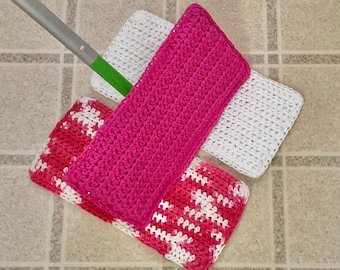ECO Friendly SWEEPER COVERS Cleaning Crochet Sweeper Pads Handmade Reusable Cotton Mop Covers Wet or Dry Fits Standard Size Sweepers Mops