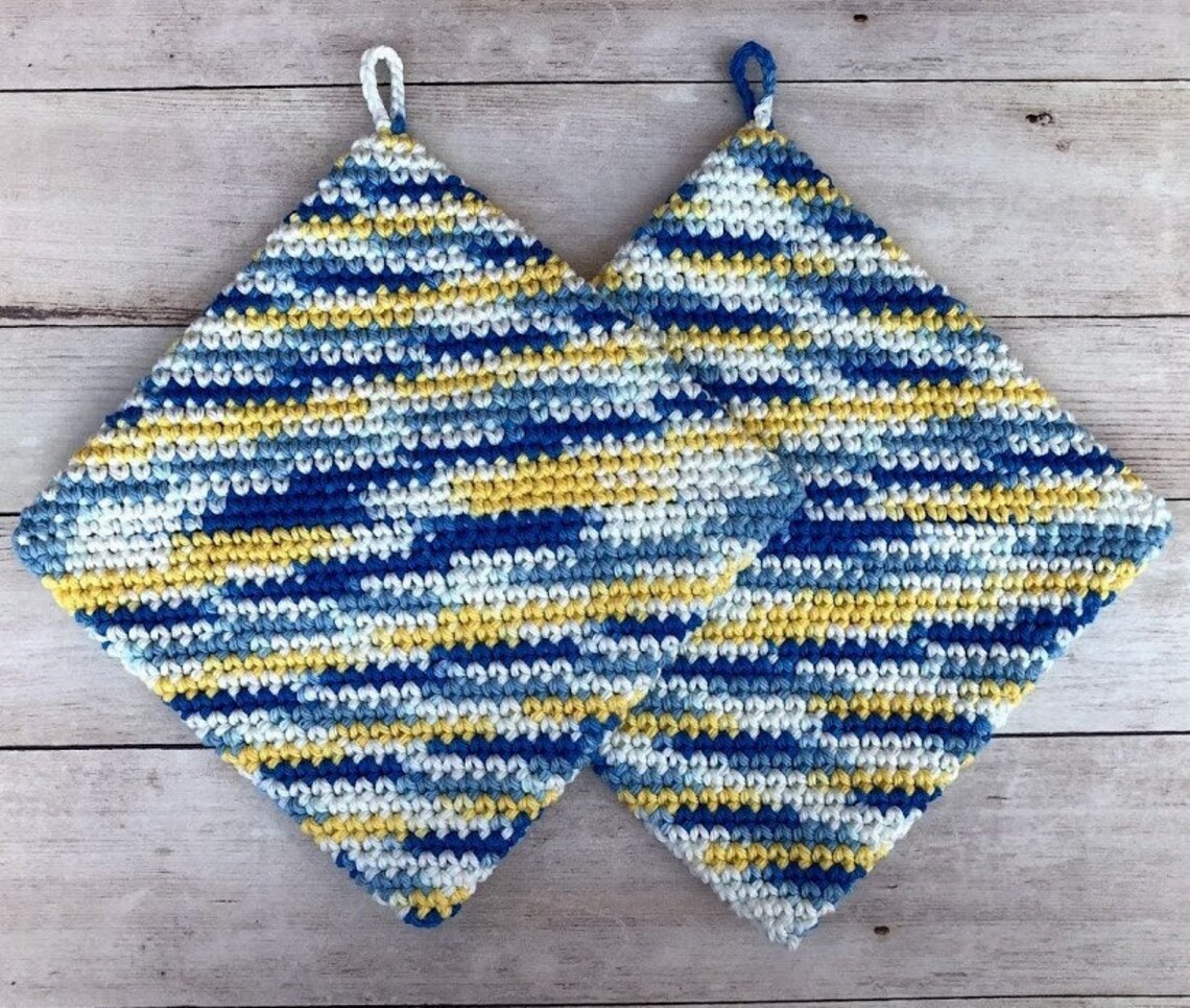 POTHOLDER PDF PATTERN Crochet Double Sided Potholder Pattern Etsy