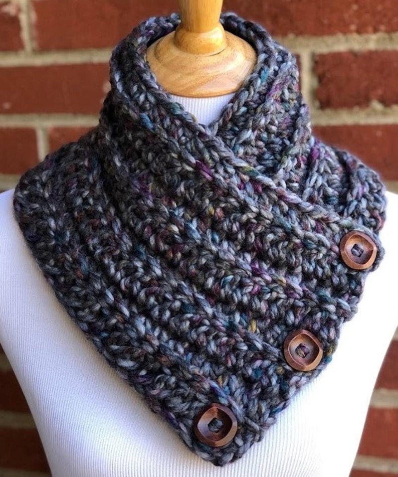 CROCHET PDF PATTERN Combo Chunky Cowl Easy Pattern Button Cowl Crochet ...