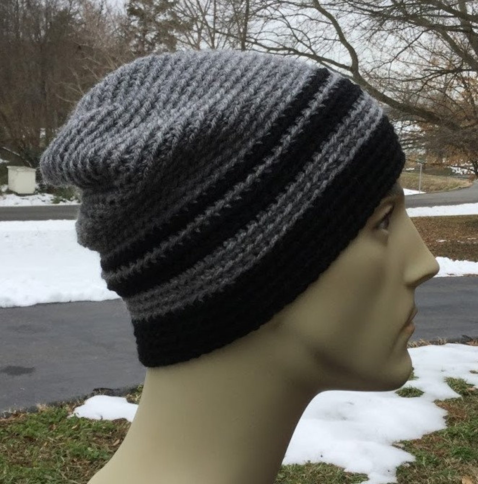 CROCHET MEN'S BEANIE Skull Cap Handmade Beanie Slightly Etsy