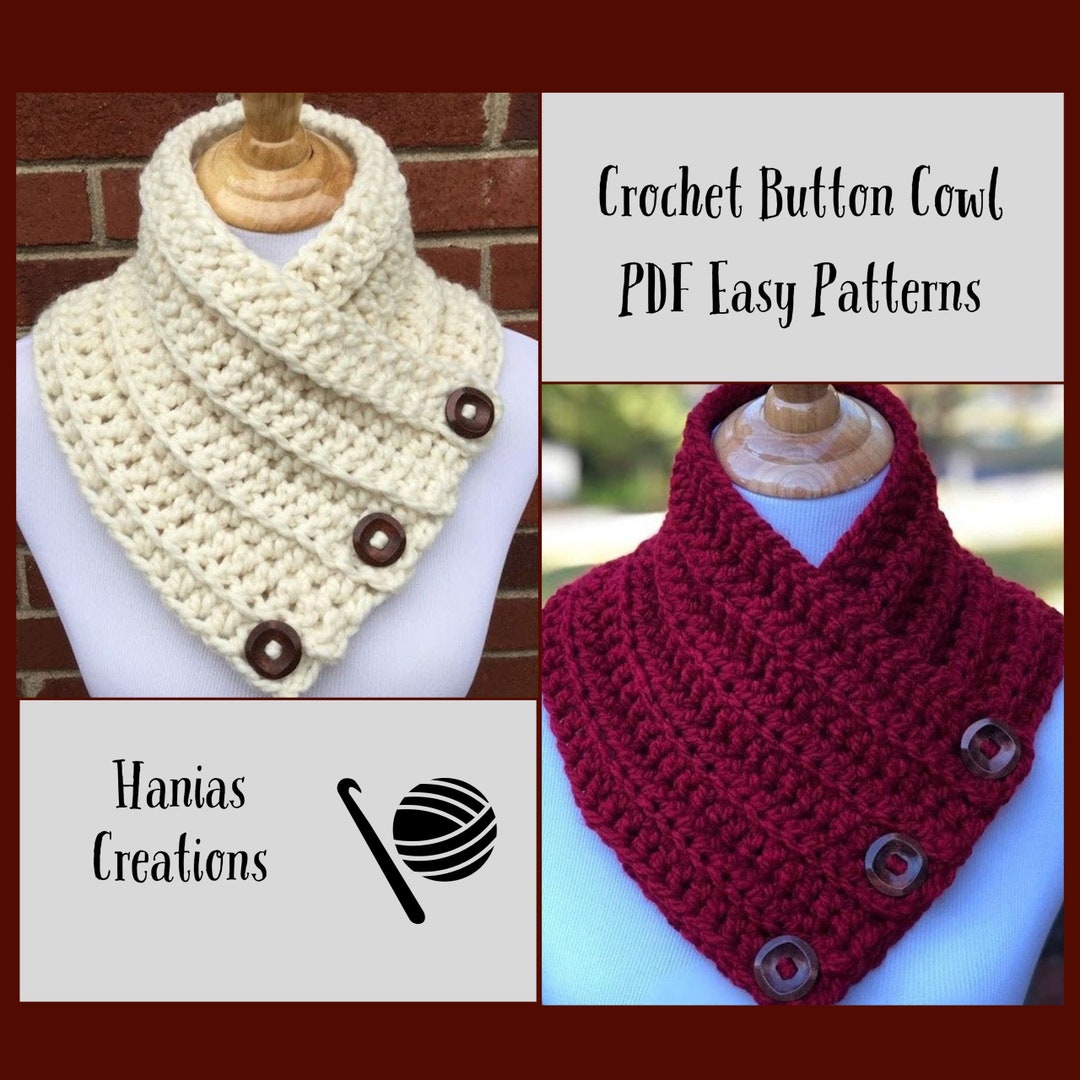 CROCHET PDF PATTERN Combo Chunky Cowl Easy Pattern Button Cowl Crochet ...
