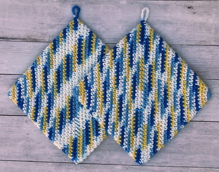 POTHOLDER PDF PATTERN Crochet Double Sided Potholder Pattern Etsy