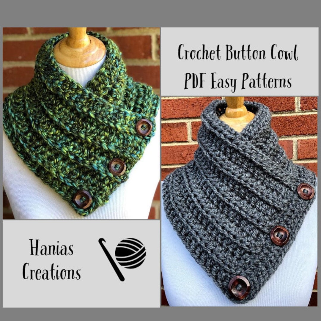 CROCHET PDF PATTERN Combo Chunky Cowl Easy Pattern Button Cowl Crochet ...
