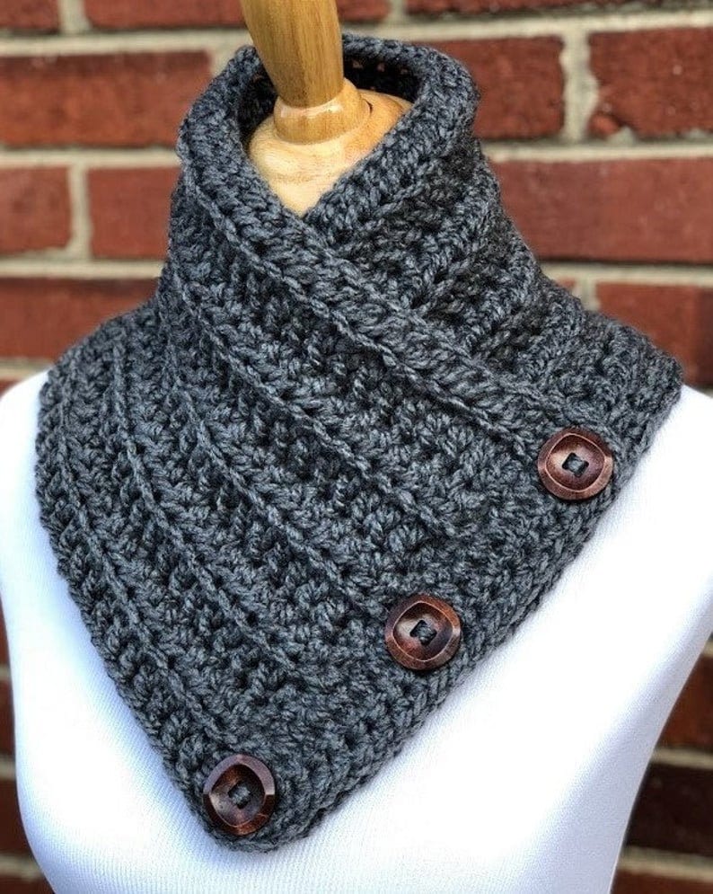CROCHET PDF PATTERN Combo Chunky Cowl Easy Pattern Button Cowl Crochet ...