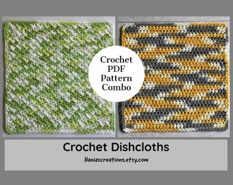 DISHCLOTH PDF PATTERN Combo Crochet Eco Friendly Cotton Dishcloth Pattern Instant Download Washcloth Easy Printable Pattern Housewarming