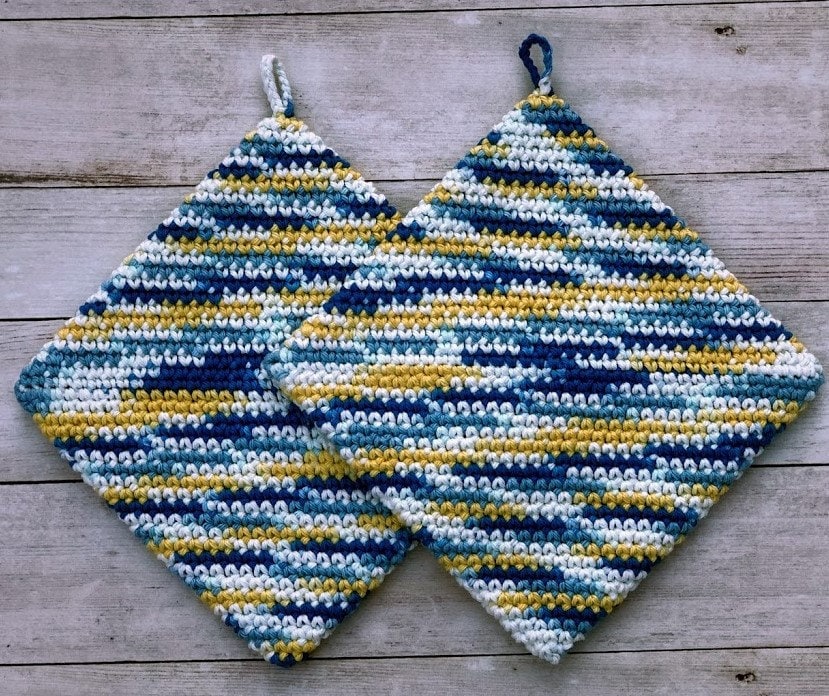 POTHOLDER PDF PATTERN Crochet Double Sided Potholder Pattern Etsy
