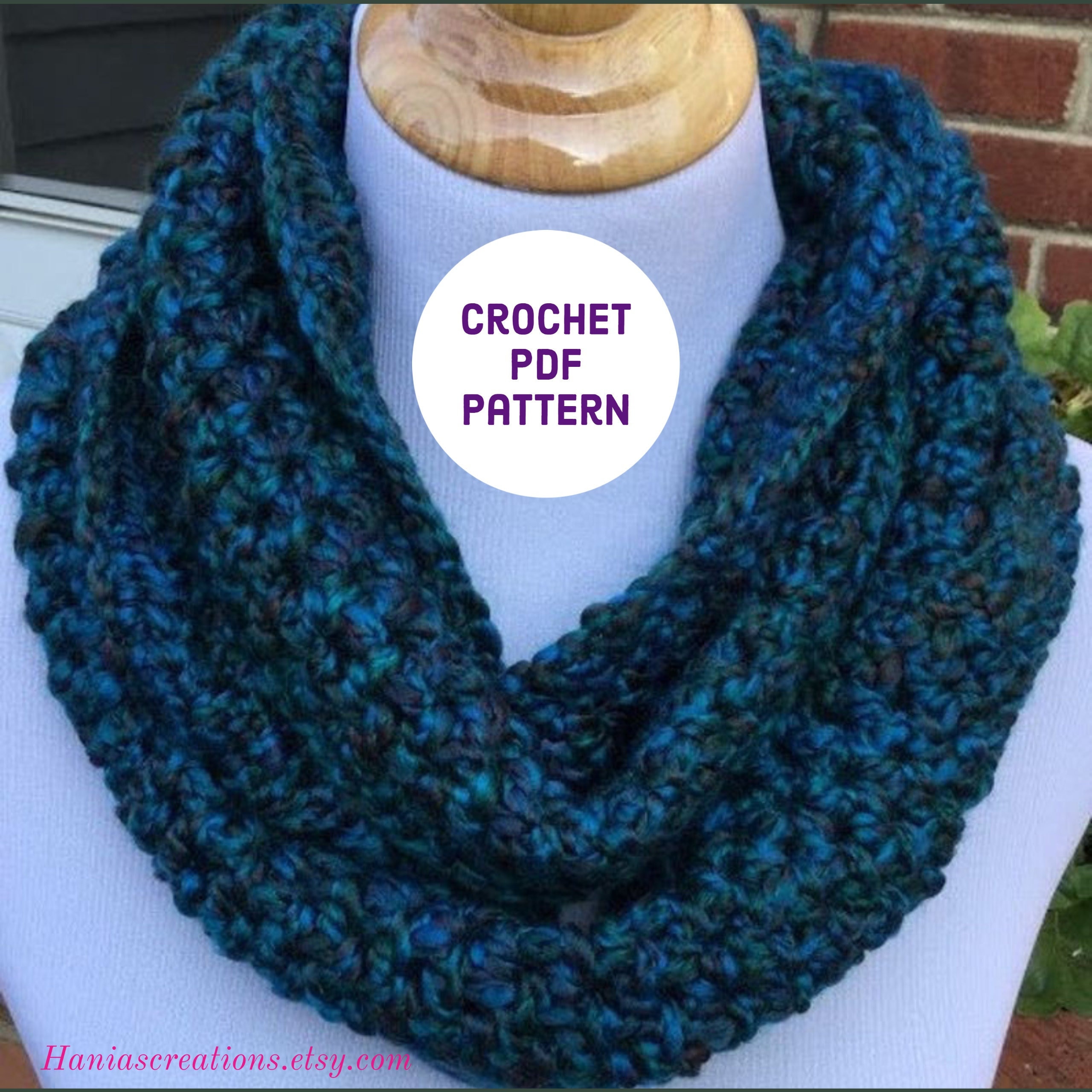 SCARF PDF PATTERN Crochet Infinity Scarf Pattern Instant Download Easy ...