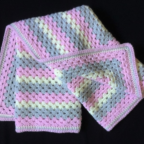 CROCHET BABY BLANKET Granny Square Handmade Baby Blanket Newborn Afghan Swaddle Security Blanket Crochet Baby Shower Gift For Baby Girl