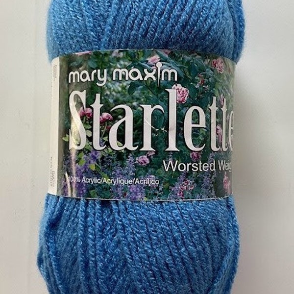 Mary Maxim Starlette Acrylic Yarn Color 177 Medium Blue Lot Number 05003 Yarn Destash