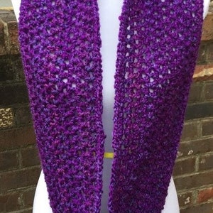 PURPLE INFINITY SCARF Crochet Chunky Scarf Homespun Yarn Handmade Neck ...