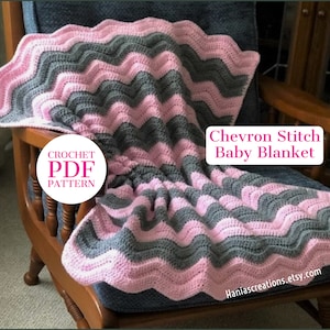 Baby Decke Häkelmuster Chevron Stitch Ripple Afghan Babydecke PDF Muster Häkelanleitung Sofort Download druckbare Muster Babydecke Muster
