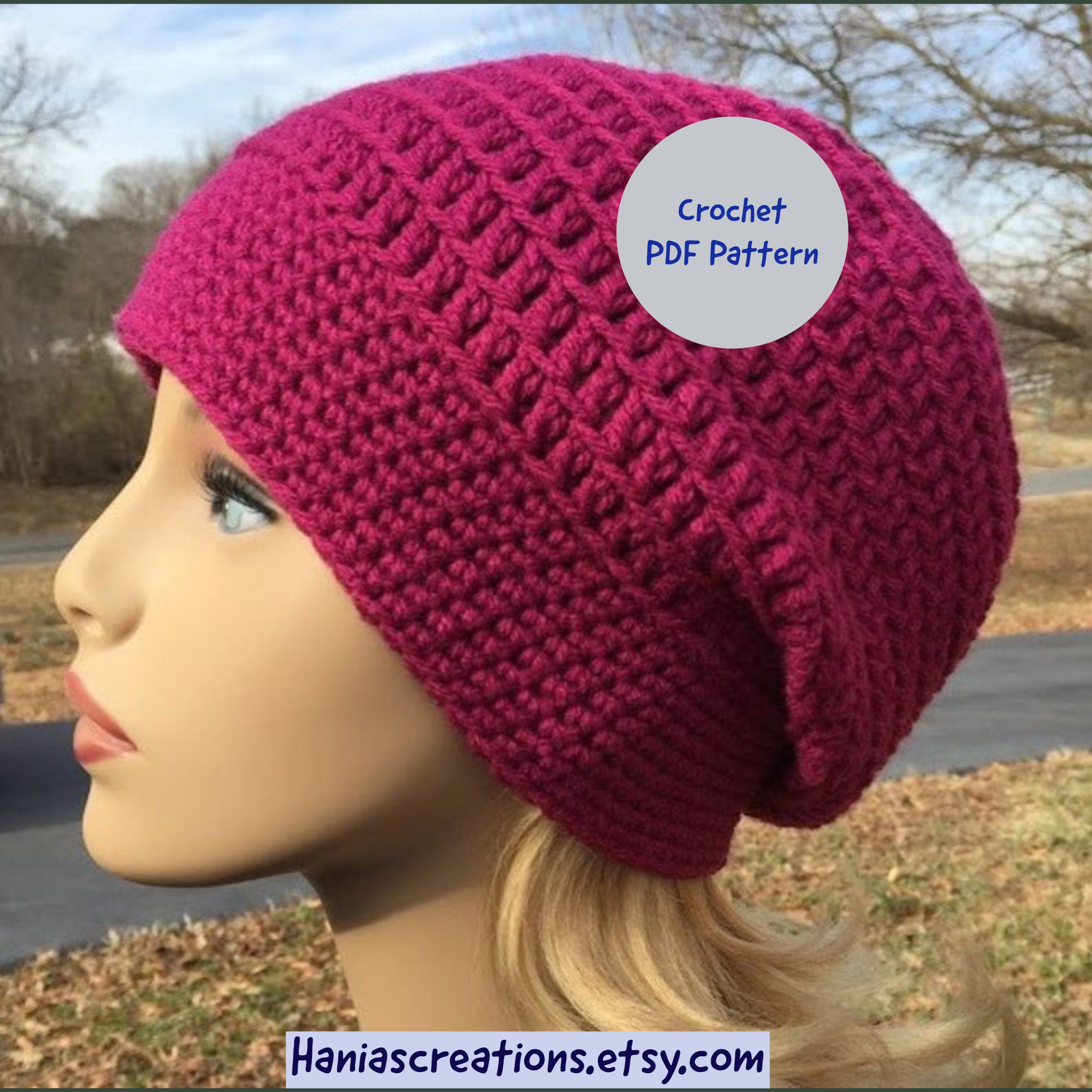 30 Hipster Slouchy Beanie Crochet Patterns for Stylish DIY Hats 16 Easy Slouch Hat PDF Pattern