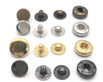 Round Metal S Spring Snap Rivet Button Press Stud Popper Tich Fastener Closure Craft Leather Bag Backpack Coat Shirt Diary Silver Gold