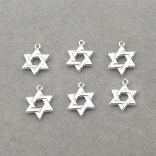 Sterling Silver 6 Point Star of David Charm Pendant 7mm Charm Findings for Handmade Pure Fine Jewelry Making Wholesale Bulk